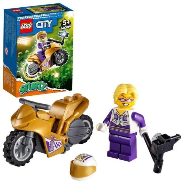 LEGO® 60309 City Stuntz Selfie Stunt Motorcykel, Pull-Back Stuntleksak för barn från 5 år och uppåt, med Selfie Boom