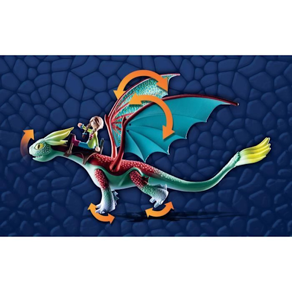 PLAYMOBIL 71083 Dragons Panache & Alex, Irrotettava lohikäärmehahmo, Dragons: The Nine Kingdoms, 14 osaa, 4-vuotiaat ja sitä vanhemmat Flerfärgad