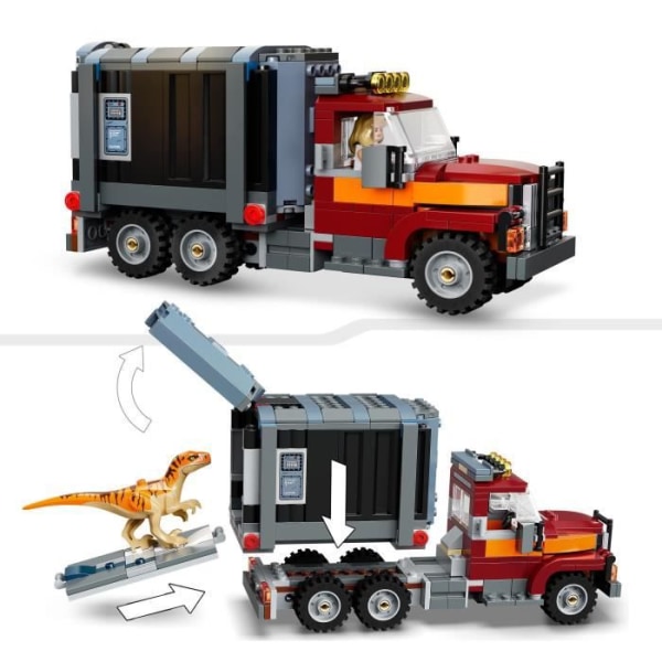 LEGO® 76948 Jurassic World T. Rex och Atrociraptor Escape, Dinosaurier med lastbil och minifigurer, från 8 år och uppåt