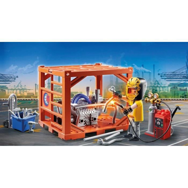 PLAYMOBIL - 70774 - Työntekijä ja kontti - Monivärinen - Aikuinen - Sekalaiset materiaalit Flerfärgad