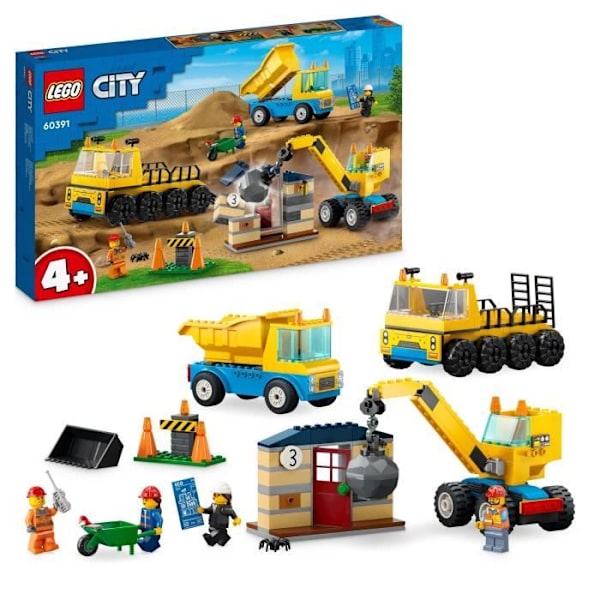LEGO® City 60391 entreprenørbiler og vragkuglekran, entreprenørmaskinelegetøj Flerfärgad