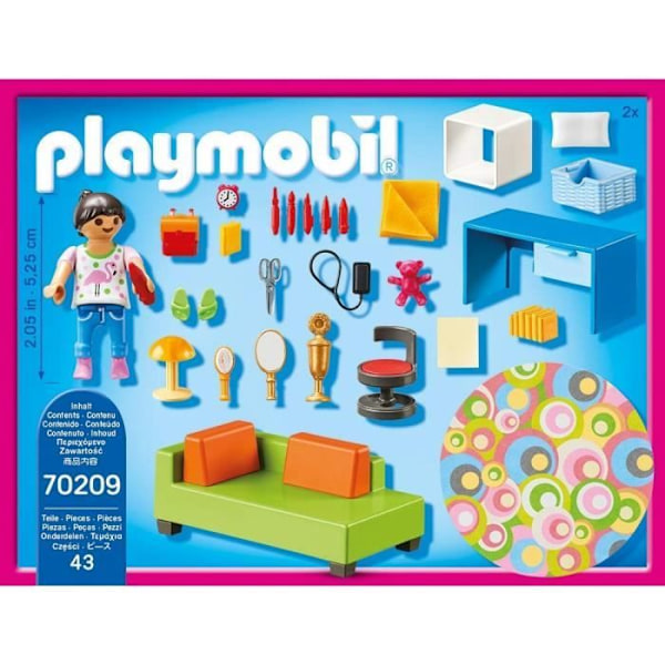 PLAYMOBIL 70209 Lastenhuone vuodesohvalla, Perinteinen Talo, Nukkekoti, 43 huonetta, 4-vuotiaat ja sitä vanhemmat Blå