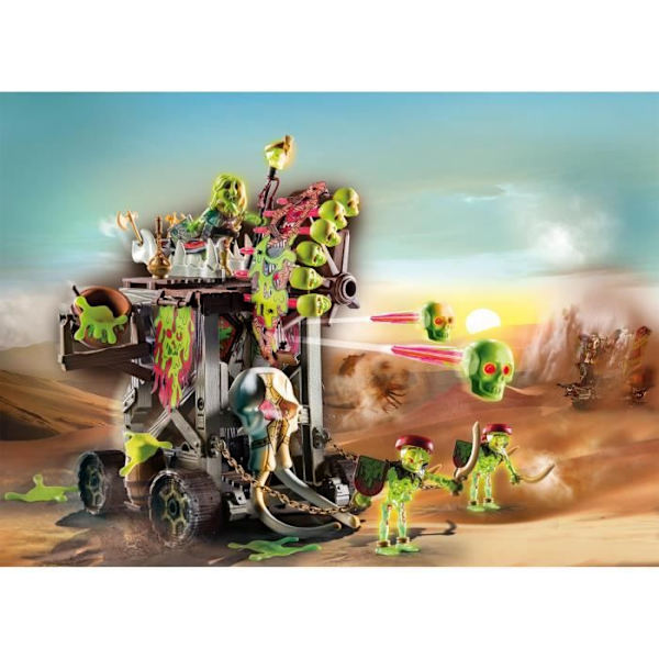 PLAYMOBIL Novelmore Sal'ahari Sands -hyökkäystorni, jossa on 3 luurankoa, 1 katapultti ja 1 konekivääripyörä