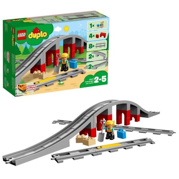 LEGO® 10872 DUPLO bytogskinner og bro, legetøj til børn i alderen 2-5 år, byggesæt med klodshorn Flerfarvet