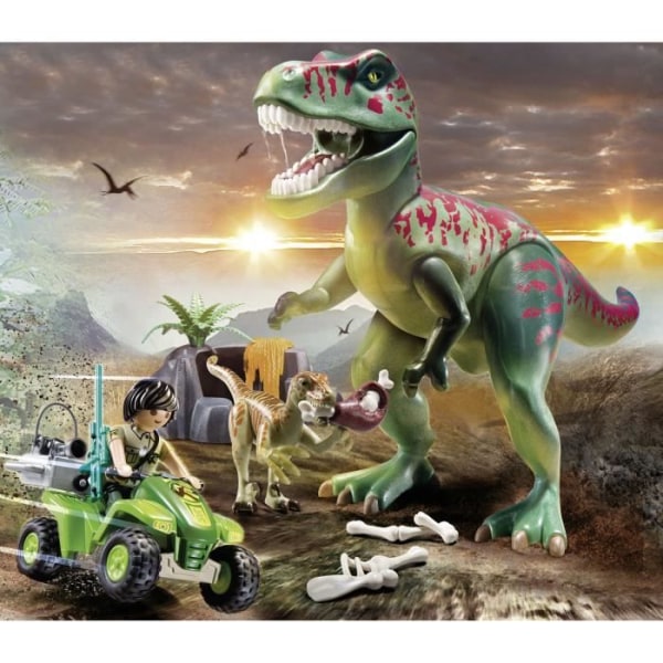 PLAYMOBIL - Dinos - Explorer med fyrhjuling och tyrannosaurus