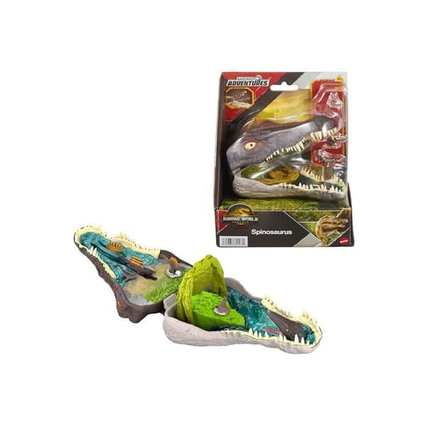 Coffret Micro Aventures Spinosaure - Mattel - Interaktiv dinosaurushoved - 3 mini-figurer - 11,5 cm foldet