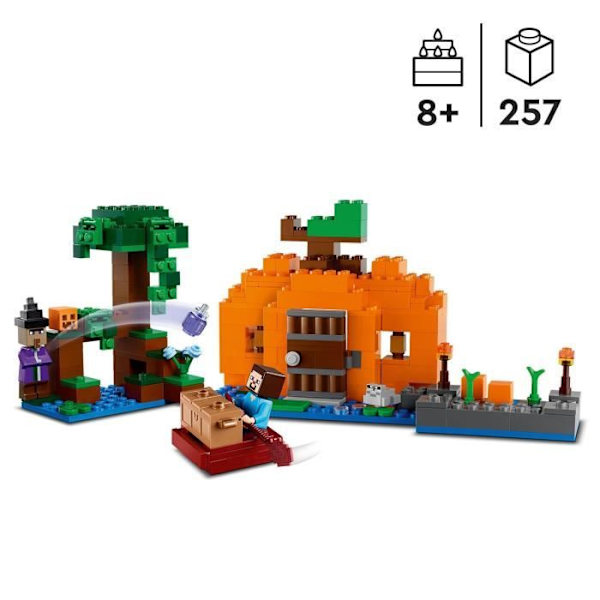 LEGO® Minecraft 21248 kurpitsafarmi, kotilelu Steven ja noidan minihahmoilla Flerfärgad