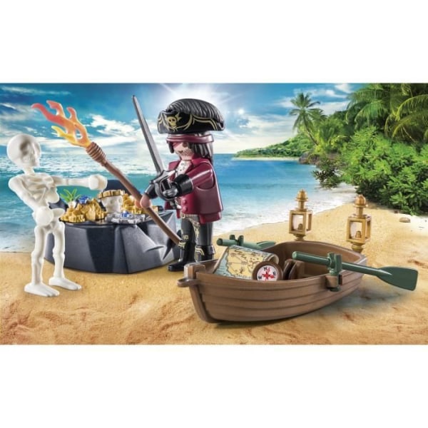 PLAYMOBIL - 71254 - Piraterna - Startpaket Pirat och båt - 42 delar - För barn från 4 år och uppåt