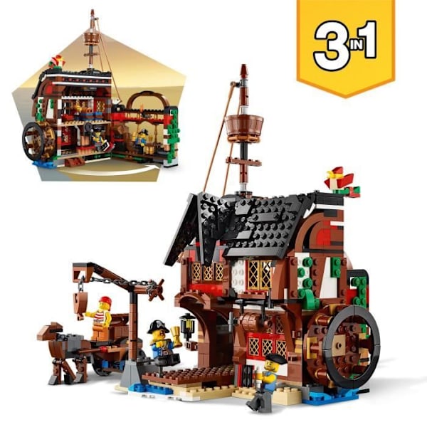 LEGO® Creator 3-in-1 31109 merirosvolaiva, lelu, merieläinhahmo, haililu, luurankohahmo, lapset 9 vuotta Flerfärgad