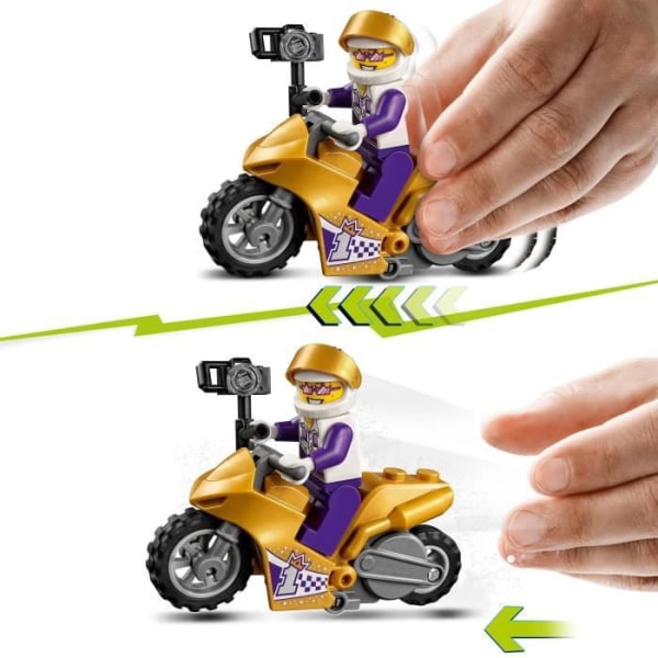 LEGO® 60309 City Stuntz Selfie Stunt Motorcykel, Pull-Back Stunt Legetøj til børn fra 5 år og opefter, med Selfie Stick Flerfärgad