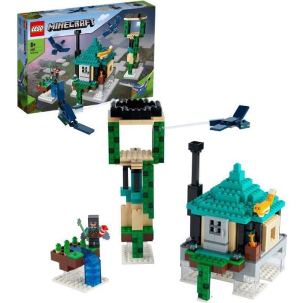 LEGO® 21173 Minecraft™ Sky Tower-leksak för pojkar och flickor med minifigurer för pilot, katt och 2 flygande fantomer