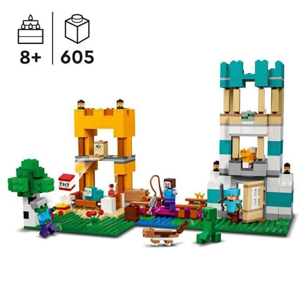 LEGO® Minecraft 21249 Building Box 4.0, 2-i-1 legetøj med Steve, Creeper og Zombie minifigurer Flerfärgad