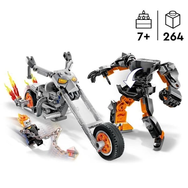 LEGO® Marvel 76245 Ghost Riders robot och motorcykel, leksak med superhjältefigur Vit