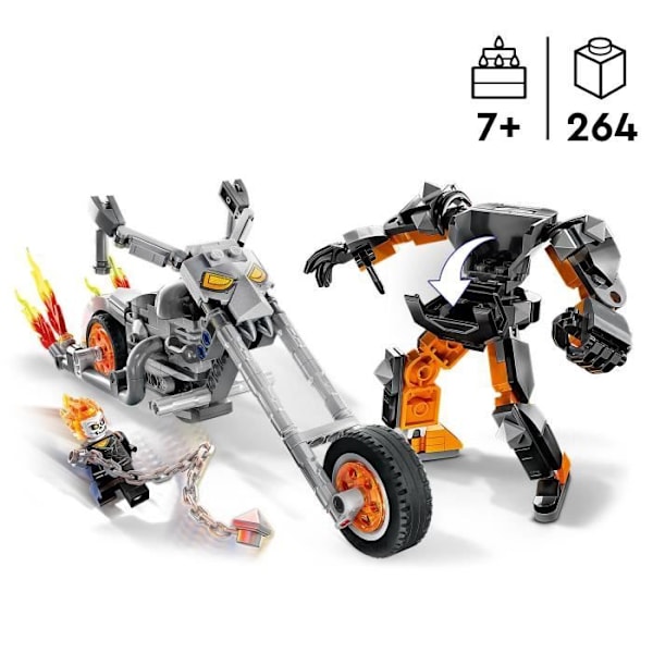 LEGO® Marvel 76245 Ghost Rider's Robot og Motorcykel, Legetøj med Superheltefigur Vit