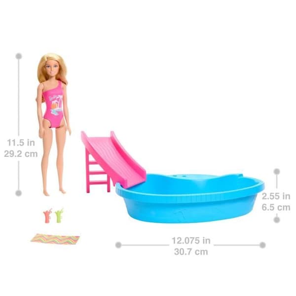 Barbie-Dukke og tilbehør-Blonde dukkeboks med drømmepool HRJ74