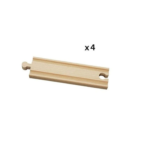 Medium lige skinner 144 mm - BRIO - Tilbehør til trætogkredsløb Beige