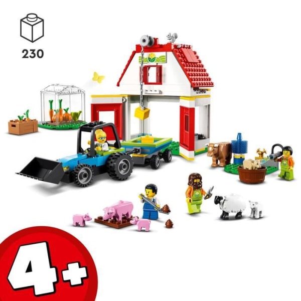 LEGO 60346 City Ladugården och husdjur, får och ko minifigurer, traktorleksak med släp, barn från 4 år och uppåt