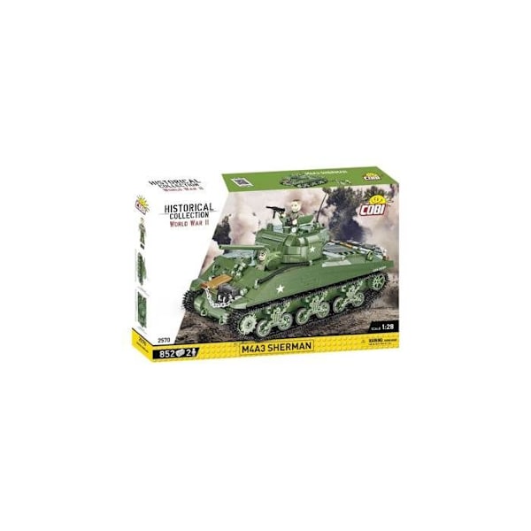 Modelsæt - COBI - 2570 - M4A3 SHERMAN - Grøn farve - Til børn fra 6 år - Interiør