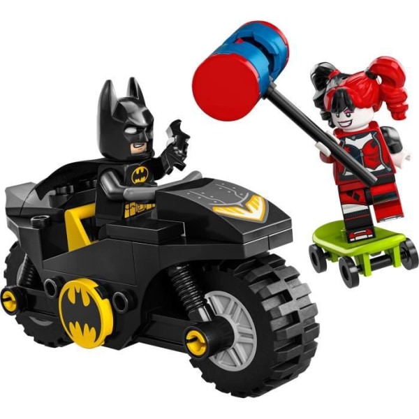 LEGO DC Batman 76220 Batman vs. Harley Quinn, figurer och motorcykelleksak med Batarang