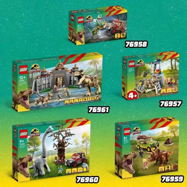 LEGO® Jurassic Park 76961 -vierailukeskus: T. Rex ja Velociraptor Attack, lelu Flerfärgad