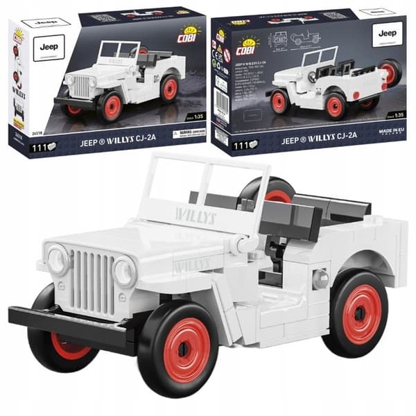 Reduceret model - COBI - JEEP WILLYS CJ-2A - Hvid version - 111 dele - Fra 6 år Vit