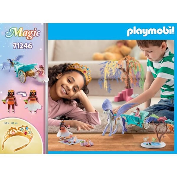 PLAYMOBIL - 71246 - Prinsessat - Kärryt ja siivekäs hevonen - 101 kpl - Magic Flerfarvet