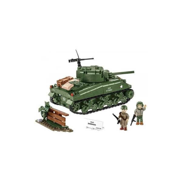 Rakennusleikki - COBI - M4A1 Sherman - 663 osaa - 2 figuuria - Vihreä Grön