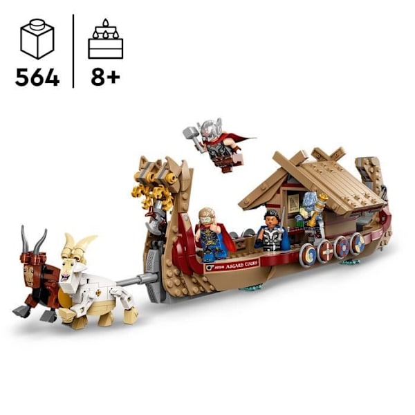 LEGO® 76208 Marvel Thorin pitkälaiva, veneenrakennuslelu Kostajien ja Stormbreaker-minihahmojen kanssa, 8-vuotiaat ja sitä vanhemmat Flerfärgad