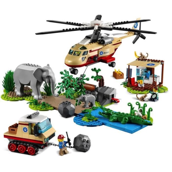 LEGO® City 60302 vilde dyrs redningsaktion, Savanne-dyrsfigur, Krokodillefigur, Helikopterlegetøj