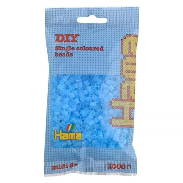 Hama - 1 000 standard MIDI pärlor (Ø5 mm) Ljusblå transparent Blå