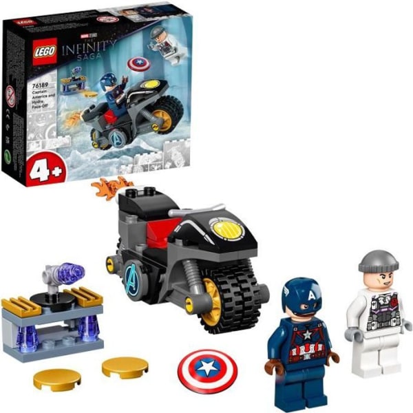 LEGO® 4+ 76189 Marvel Captain America vs. Hydra Battle, supersankarilelu moottoripyörällä