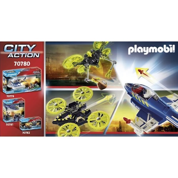 PLAYMOBIL - 70780 - Politijet og drone - Flerfarvet - Blå - Playmobil City Action Flerfärgad