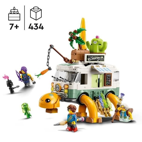 LEGO® DREAMZzz 71456 Rouva Castillon kilpikonnaauto, 2-in-1 asuntovaunulelu, Mateon ja Zoeyn kanssa Flerfärgad