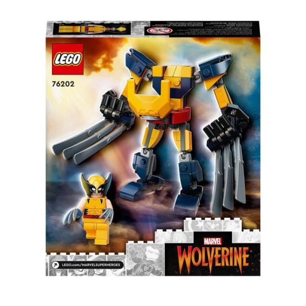LEGO 76202 Marvel Wolverines robotrustning, actionfigurset, samlarleksak för barn 7+