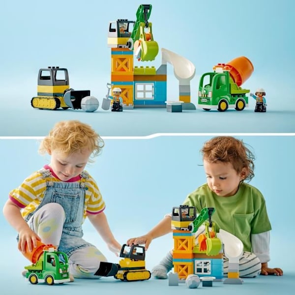 LEGO DUPLO My Town 10990 rakennustyömaa, lelunosturi, puskutraktori ja betonisekoitin Flerfärgad