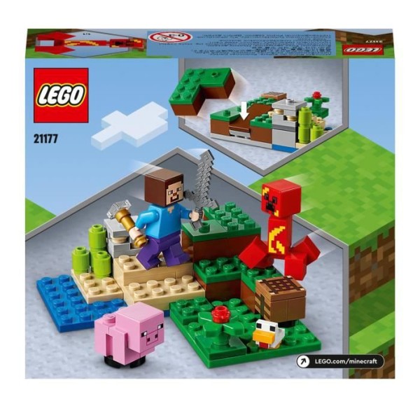 LEGO® 21177 Minecraft The Creeper Ambush, set med minifigurer Steve, baby gris och kyckling, leksaker för barn +7 år