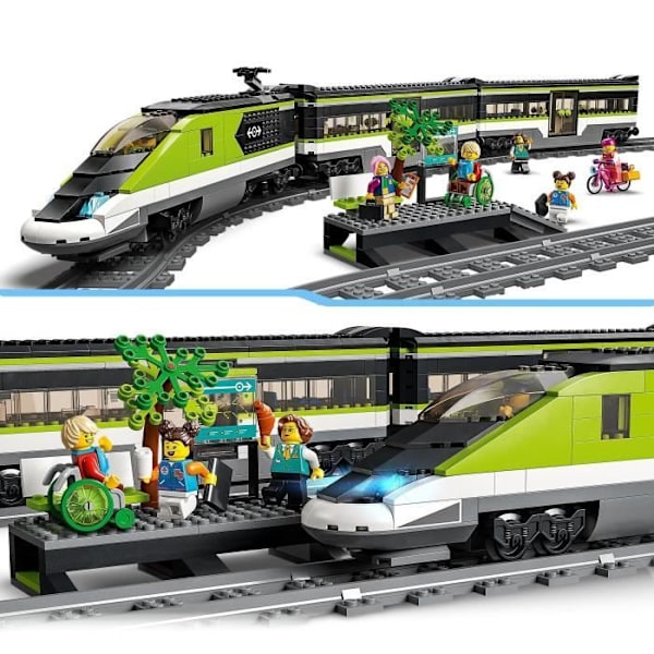 LEGO City Express passagerartåg - Fjärrkontroll tågleksak - Fungerande strålkastare - Barn 7 år