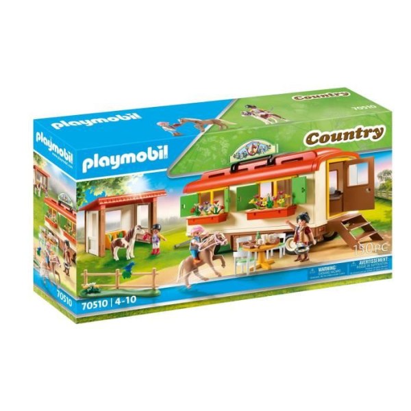 PLAYMOBIL - 70510 - Ponnybox och husvagn - Playmobil Country - Med 3 karaktärer och 2 ponnyer