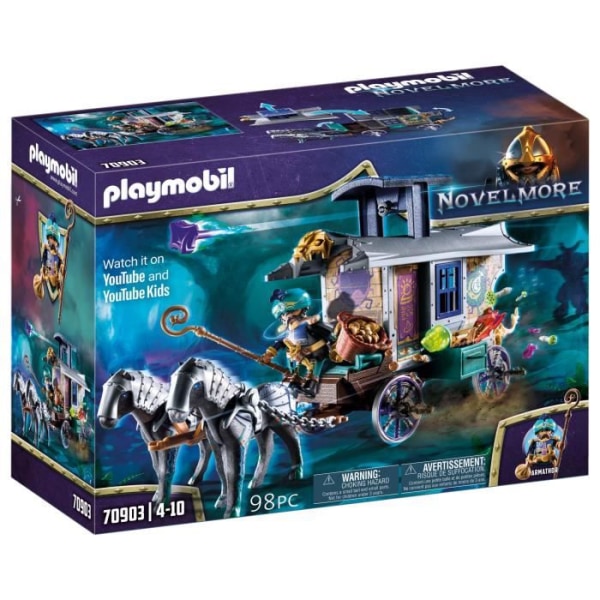 PLAYMOBIL - 70903 - Novelmore - Kauppias ja vaunu, jossa on salainen piilopaikka ja piilotettu tykki katolla Blå