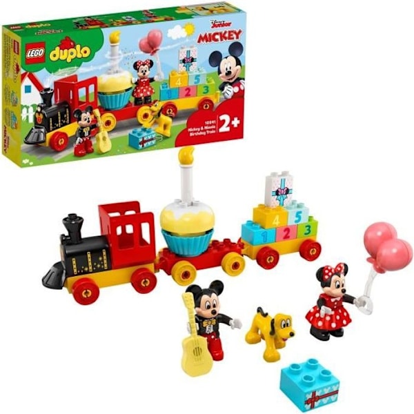 LEGO® 10941 DUPLO Disney Mickey og Minnies fødselsdagstoglegetøj til børn fra 2 år og opefter med tog og minifigurer Grön