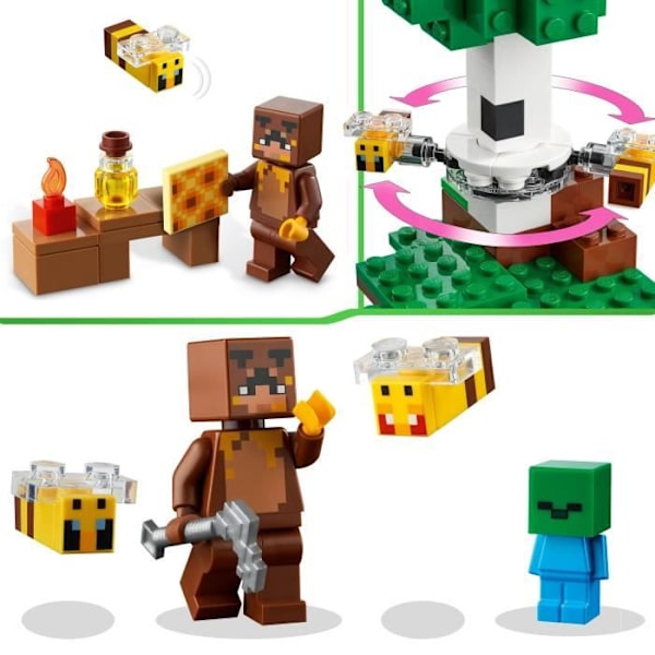 LEGO Minecraft 21241 Bihytten, legetøj, gård med hus, zombie og dyrefigurer Flerfärgad