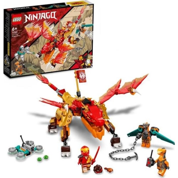 LEGO Ninjago 71762 Kai's Fire Dragon - Evolution, Ninja Toy, Fighter Minifigures, Ages 6 röd svart