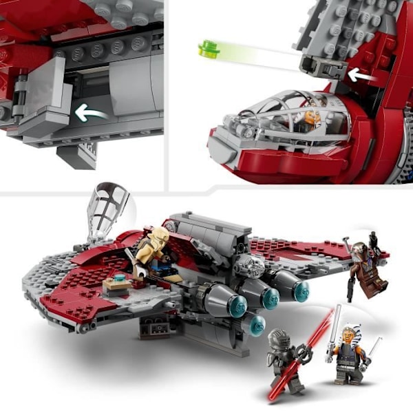 LEGO® Star Wars Ahsoka Tanon T-6-sukkula 75362 - Nastanheitinalus - 4 hahmoa Rød og grå