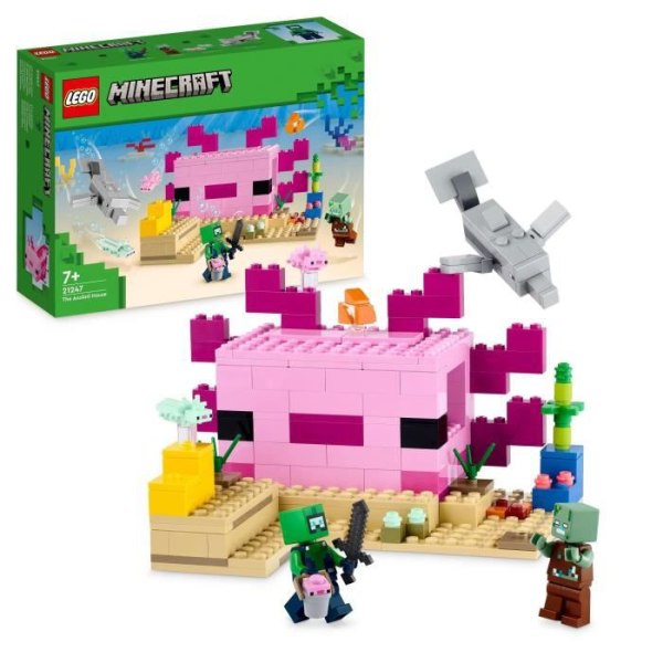 LEGO® Minecraft 21247 Axolotlhuset, leksaker för barn med zombie, delfiner och fiskar