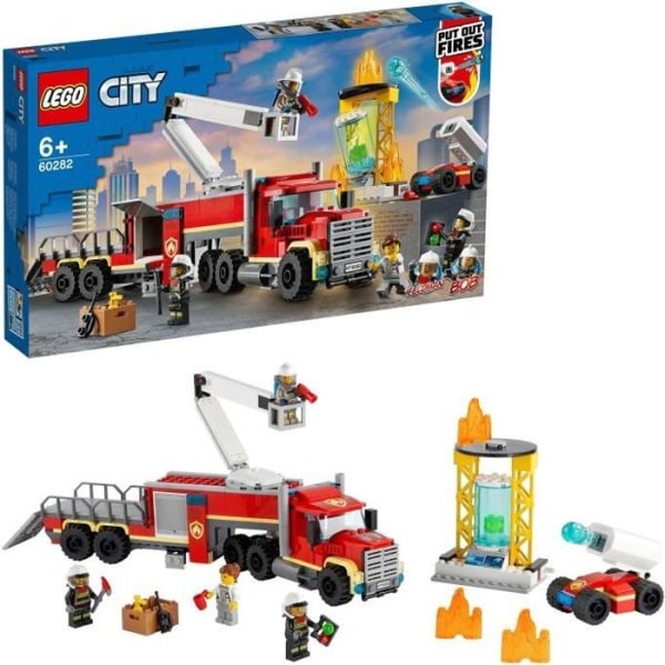 LEGO® City 60282 Fire Command Unit -rakennussetti miniatyyreillä ja paloautolla Röd