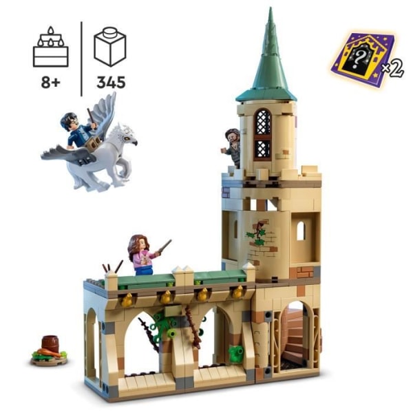 LEGO® 76401 Harry Potter Tylypahkan sisäpiha: Siriuksen pelastus, lelu ja hippogriffi-minihahmo linnalinnoituksen ja luudan kanssa Flerfärgad