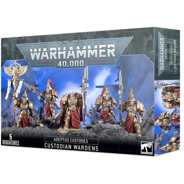 Spelverkstad Warhammer 40k Figur - Adeptus Custodes Custodian Wardens guld/röd