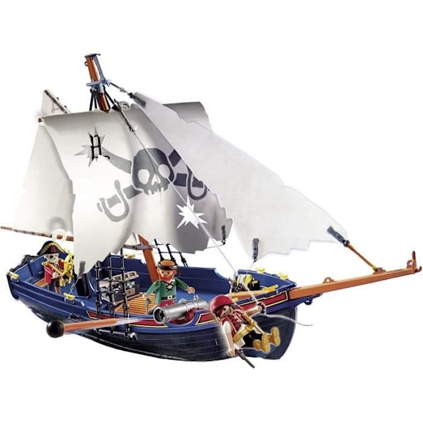 PLAYMOBIL 5810 Piratkutter, med kanon, Flyder i vandet, 3 figurer, 84 dele, Pirater, Fra 4 år Flerfärgad