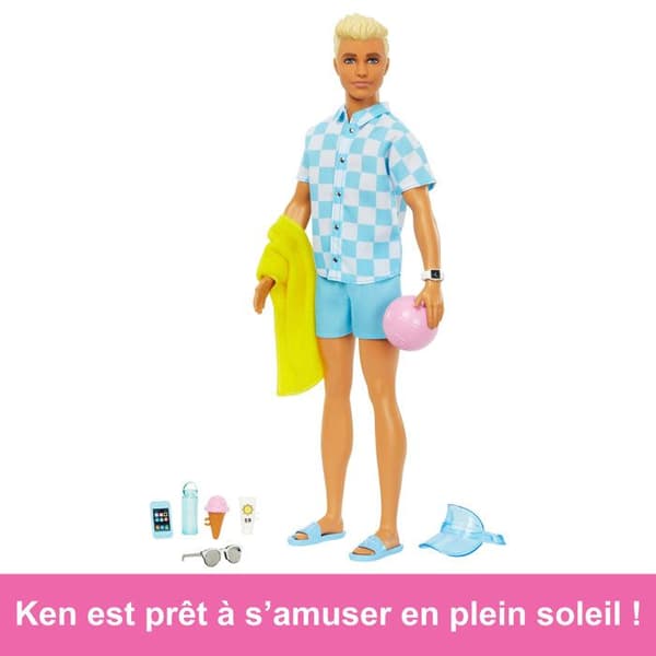 Barbie®-Ken® Beach-Blonde Doll uimashortsit ja rantatarvikkeet HPL74