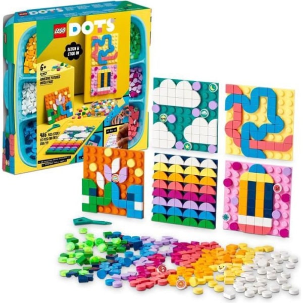 LEGO 41957 DOTS Megapaketet med självhäftande dekorationer, hantverk, personlig telefondekal, present flickor pojkar 6 år